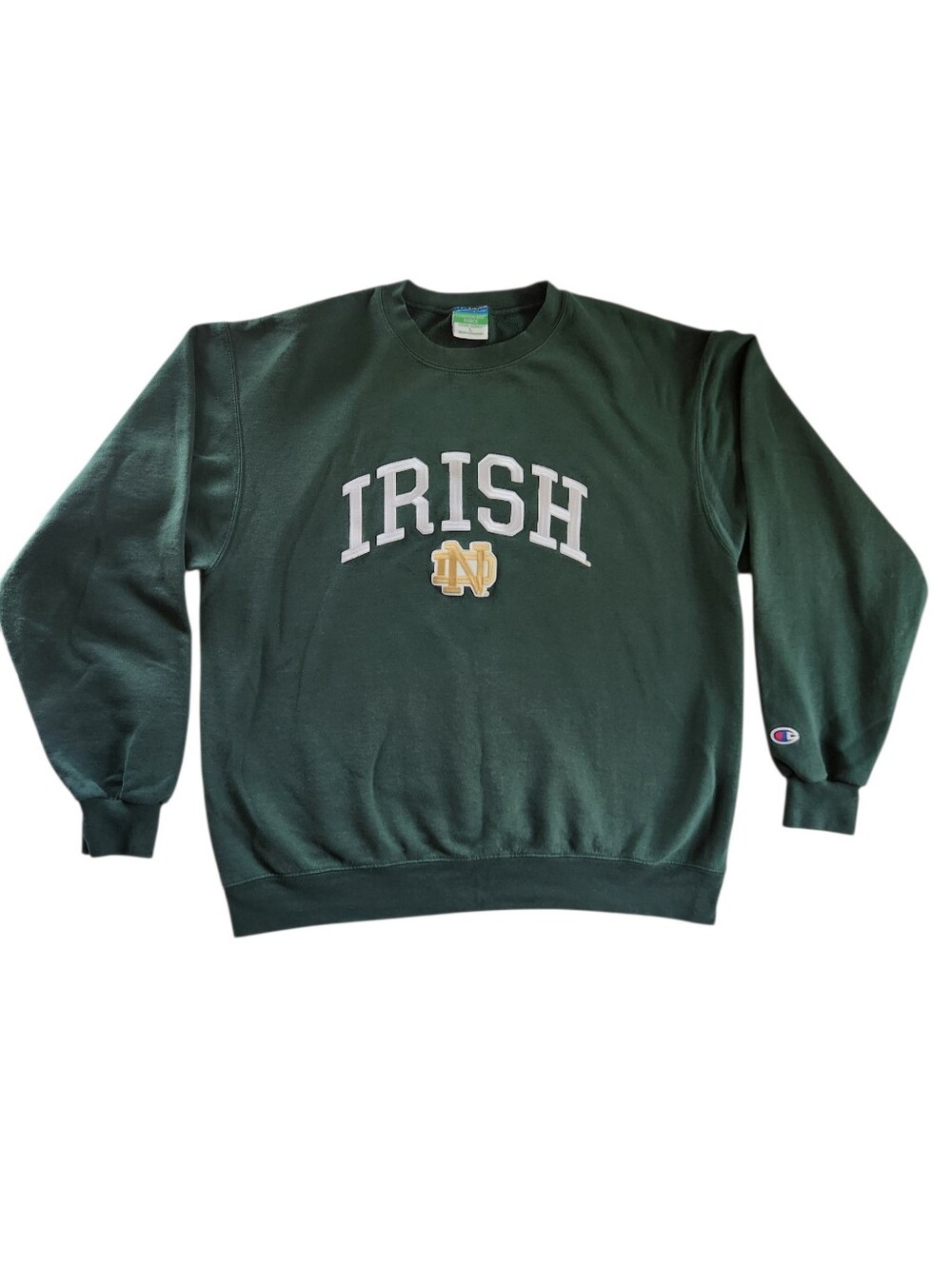 2010s Y2k Irish Notre Dame Crewneck Embroidered Collegiate Sweatshirt Sz L